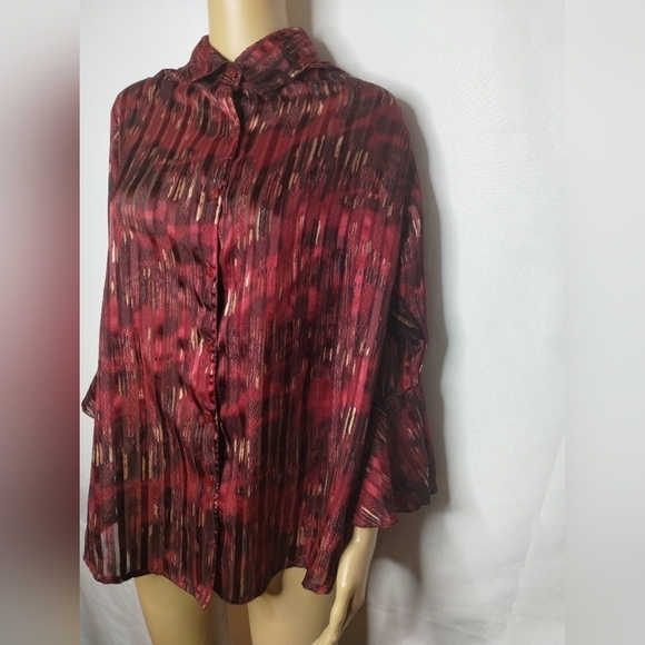 Shana woman's sheer button up shirt top size XL - Picture 5 of 10